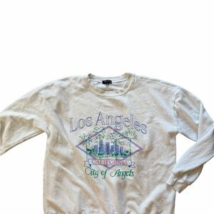 Los Angeles California City of Angels Graphic Sweatshirt - Cream
